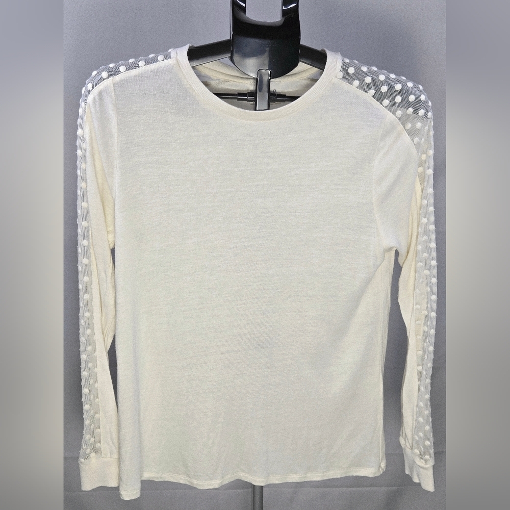 Wrap London Swiss Dot Viscose & Linen Quiet Luxury Top, Size 10